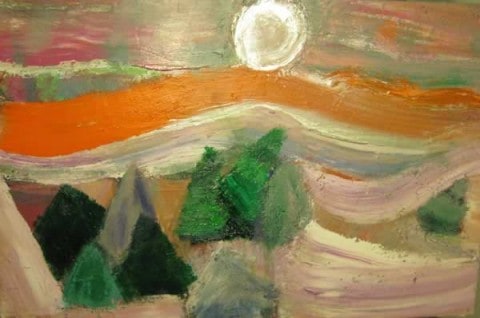 June Kaplan Painting - Silver Sun