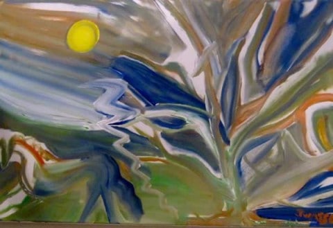 June Kaplan Painting - Twilight Lightly