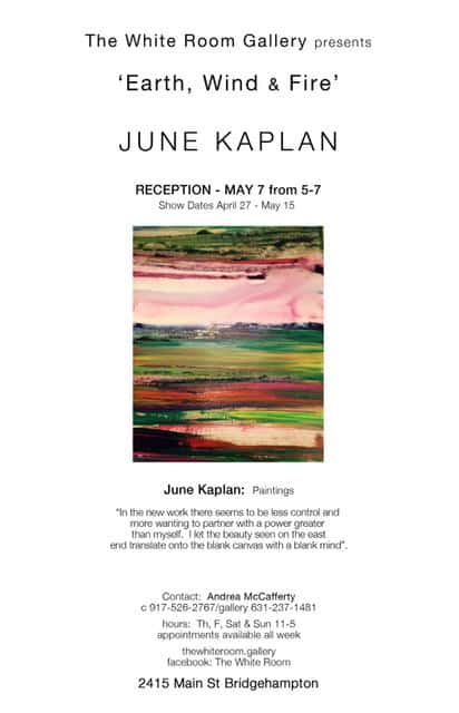 June Kaplan show announcement The White Room 4-27-16 to 5-15-16