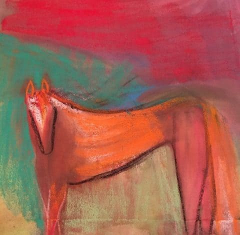 horse pastel drawing