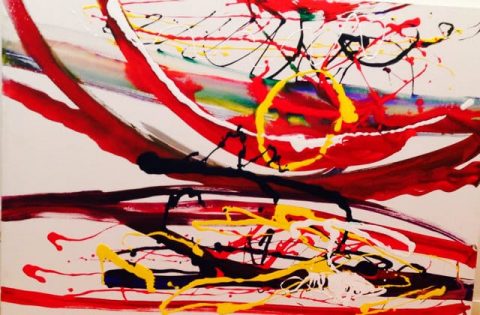 abstract painting red arc
