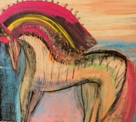 colorful abstract painting of a horse